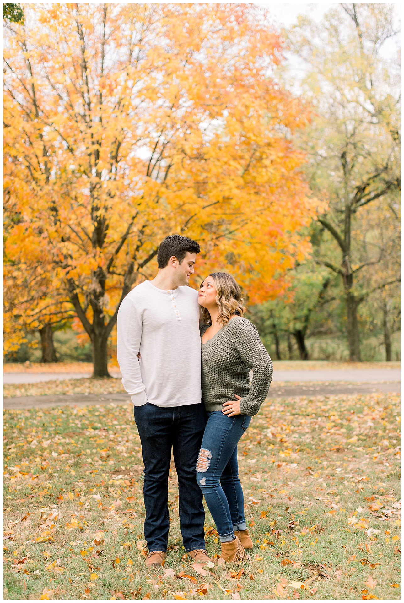 engagement photo session at a colorful park in fall