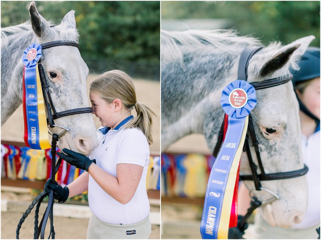 equestrian portrait session ribbons pony