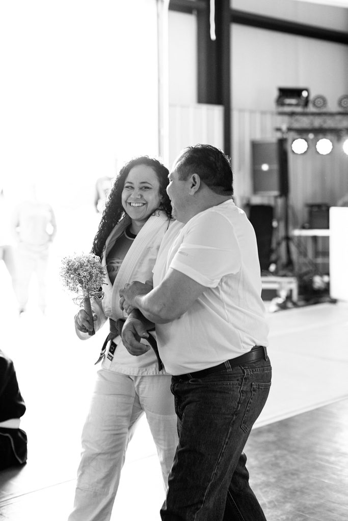 father daughter walk down aisle at bjj wedding